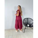 VESTIDO TRICOLINE BABADOS MARSALA