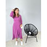 VESTIDO MIDI ENVELOPE MANGA LONGA POA ROXO
