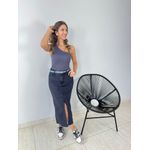 SAIA MIDI JEANS PRETA ESTONADA PRETO