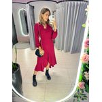 VESTIDO MIDI ENVELOPE MANGA LONGA MARSALA LISO