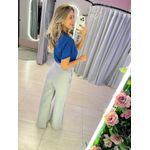 CALÇA BOTÕES LINHO CINZA