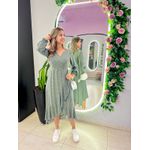 VESTIDO MIDI ENVELOPE MANGA LONGA POA VERDE
