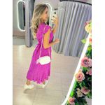 VESTIDO MIDI ENVELOPE MANGA CURTA POA FUCSIA
