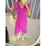 VESTIDO MIDI ENVELOPE MANGA CURTA POA FUCSIA