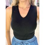 CROPPED TRICOT GOLA V PRETO