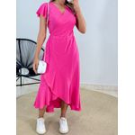 VESTIDO MIDI ENVELOPE MANGA CURTA ROSA