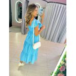 VESTIDO TRICOLINE BABADOS AZUL BEBE