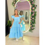 VESTIDO TRICOLINE BABADOS AZUL BEBE