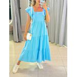 VESTIDO TRICOLINE BABADOS AZUL BEBE
