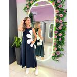 VESTIDO MIDI FLOR AMARRAÇÃO PRETO
