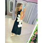 VESTIDO MIDI FLOR AMARRAÇÃO PRETO