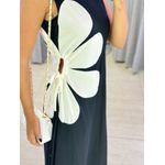 VESTIDO MIDI FLOR AMARRAÇÃO PRETO