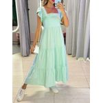 VESTIDO TRICOLINE BABADOS VERDE AGUA
