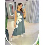 VESTIDO MIDI FLOR AMARRAÇÃO CHUMBO