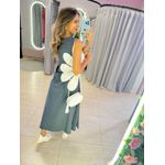 VESTIDO MIDI FLOR AMARRAÇÃO CHUMBO