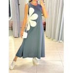 VESTIDO MIDI FLOR AMARRAÇÃO CHUMBO