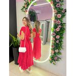 VESTIDO MIDI ENVELOPE MANGA CURTA POA VERMELHO