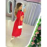 VESTIDO MIDI ENVELOPE MANGA CURTA POA VERMELHO