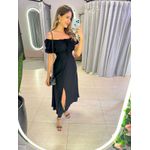 VESTIDO MIDI VIOLETA PRETO LISO