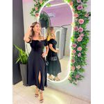 VESTIDO MIDI VIOLETA PRETO LISO
