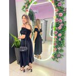 VESTIDO MIDI VIOLETA PRETO LISO