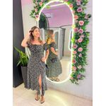 VESTIDO MIDI VIOLETA PRETO/OFF
