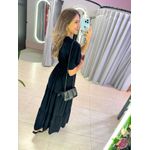 VESTIDO VALENTINA MANGA CURTA PRETO LISO