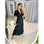 VESTIDO VALENTINA MANGA CURTA PRETO LISO