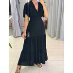 VESTIDO VALENTINA MANGA CURTA PRETO LISO