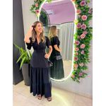VESTIDO VALENTINA MANGA CURTA PRETO LISO