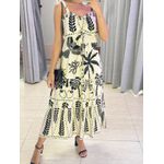 VESTIDO MIDI AJUSTE BUSTO OFF/PRETO