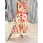 VESTIDO MIDI AJUSTE BUSTO OFF/VERMELHO