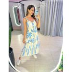 VESTIDO MIDI AJUSTE BUSTO AZUL/OFF