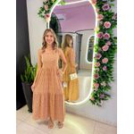 VESTIDO MIDI KATIA MARROM FLORIDO