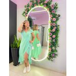 VESTIDO MIDI ENVELOPE MANGA CURTA VERDE AGUA