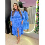 VESTIDO MIDI FLORA POA AZUL