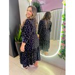 VESTIDO MIDI FLORA POA PRETO