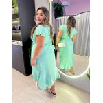 VESTIDO MIDI ENVELOPE MANGA CURTA VERDE AGUA