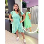 VESTIDO MIDI ENVELOPE MANGA CURTA VERDE AGUA