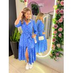 VESTIDO MIDI FLORA POA AZUL