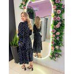 VESTIDO MIDI FLORA POA PRETO