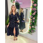 VESTIDO MIDI FLORA POA PRETO