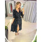 VESTIDO MIDI FLORA POA PRETO