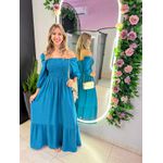 VESTIDO MIDI FERNANDA AZUL LISO