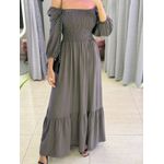 VESTIDO MIDI FERNANDA CINZA LISO