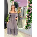 VESTIDO MIDI FERNANDA CINZA LISO
