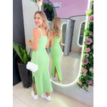 VESTIDO CANELADO FENDA VERDE