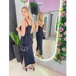 VESTIDO CANELADO FENDA PRETO