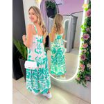 VESTIDO MIDI AJUSTE BUSTO VERDE AGUA ESTAMPADO