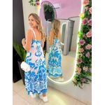 VESTIDO MIDI AJUSTE BUSTO AZUL ESTAMPADO